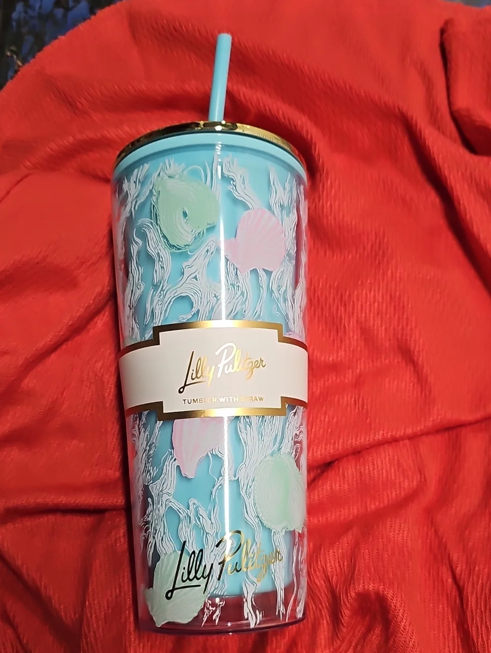 Lilly Pulitzer 24 Oz Tumbler With Straw, Shelden Pattern NWT